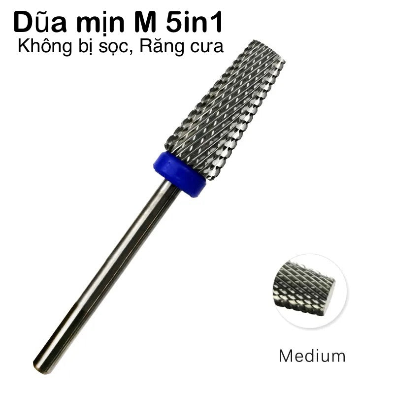 ( Best Seller) Đầu dũa mịn 5in1, dũa sạch cuticle,Mịn&Nhanh. Phù hợp cho tất cả loại móng